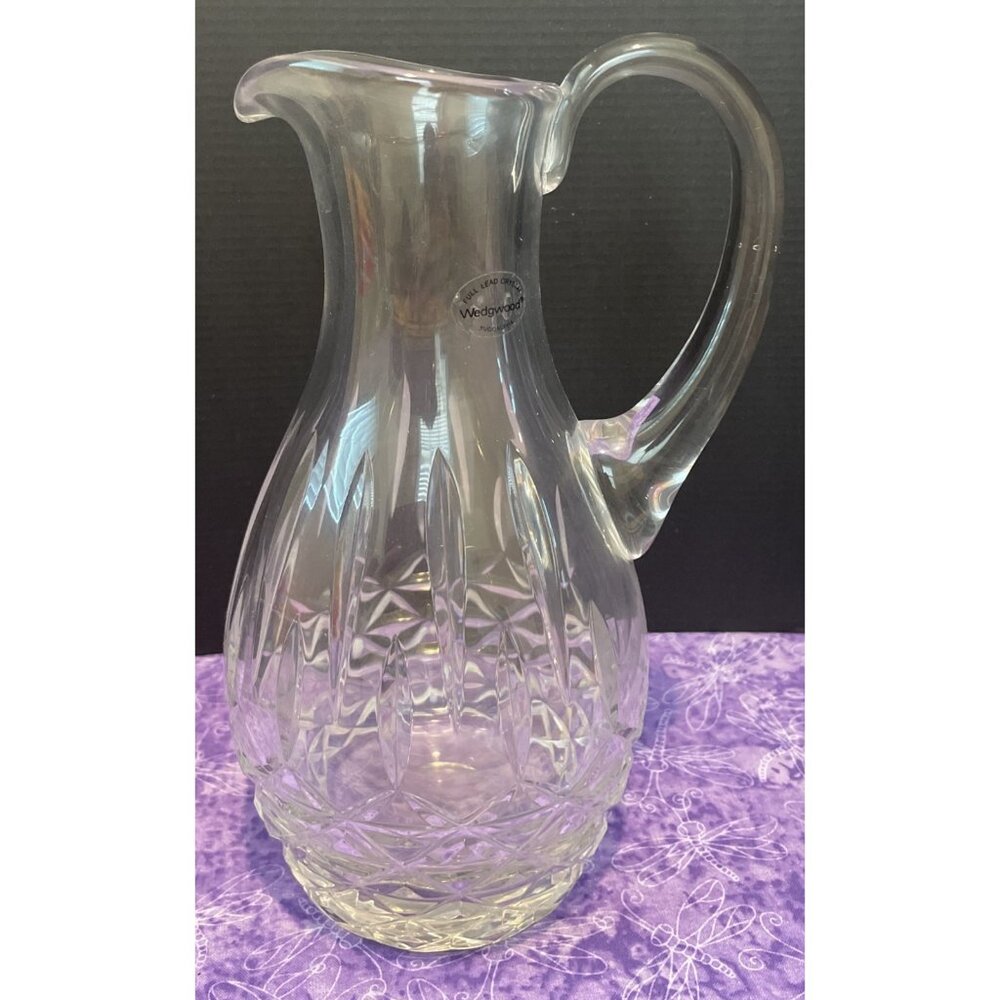 Wedgwood Full Lead Crystal Carafe Decanter Pitcher 9 Inch Heavy Vintage Elegant